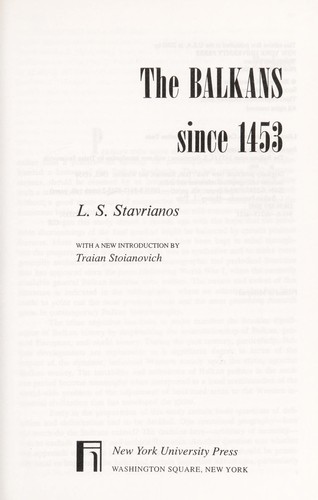 The Balkans: A Short History by L.S. Stavrianos book cover