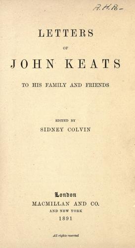 The Letters of John Keats by John Keats book cover