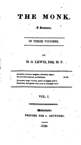 The Monk by Matthew Lewis book cover