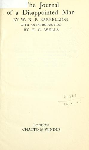 The Journal of a Disappointed Man by W. N. P. Barbellion, H. G. Wells book cover