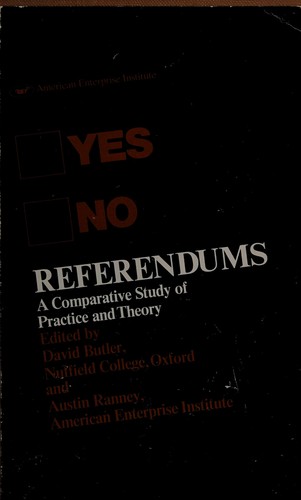 Referendums: A Comparative Perspective by Butler, David, Austin Ranney, David Butler book cover