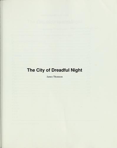 The City of Dreadful Night by James Thomson book cover