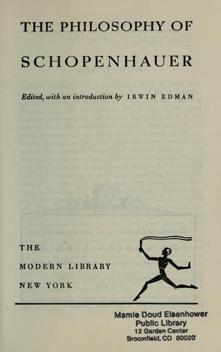 The Philosophy of Schopenhauer by Arthur Schopenhauer book cover