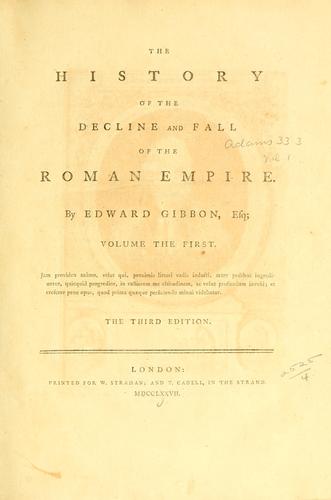 The Decline and Fall of the Roman Empire by Edward Gibbon book cover