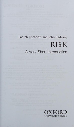 Risk: A Very Short Introduction by Baruch Fischhoff and Edward A. Miller book cover