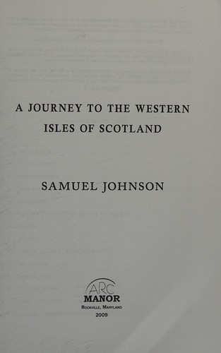 A Journey to the Western Isles of Scotland by Samuel Johnson book cover