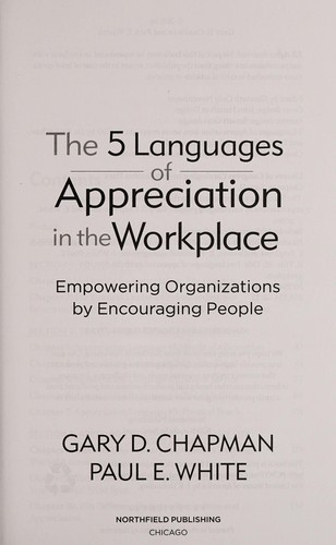 The 5 Languages of Appreciation in the Workplace by Gary Chapman and Paul White book cover