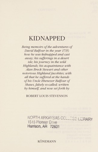 Kidnapped by Robert Louis Stevenson book cover