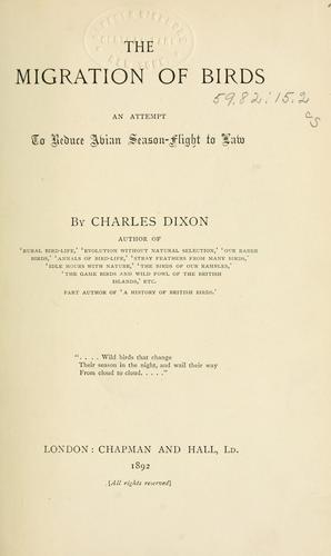 The Migration of Birds: Seasons of the Arctic Tern by Dixon, Charles book cover