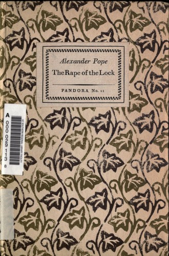 The Rape of the Lock by Alexander Pope book cover