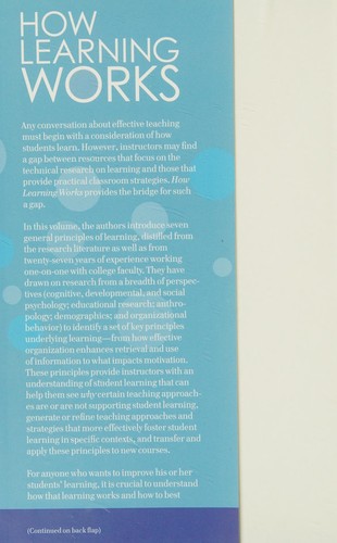 How Learning Works: Seven Research-Based Principles for Smart Teaching by Susan A. Ambrose, Michael W. Bridges, Michele DiPietro, Marsha C. Lovett, and Pamela A. Norman book cover