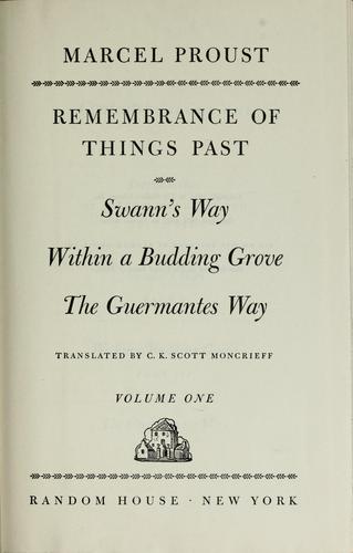Remembrance of Things Past by Marcel Proust book cover