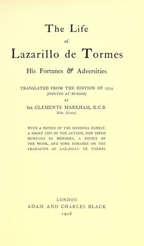 The Life of Lazarillo de Tormes and of His Fortunes and Adversities by Anonymous book cover
