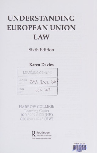 Understanding European Union Law by Karen Davies book cover