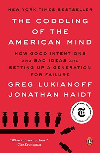 The Coddling of the American Mind: How Good Intentions and Bad Ideas Are Setting Up a Generation for Failure by Greg Lukianoff and Jonathan Haidt book cover