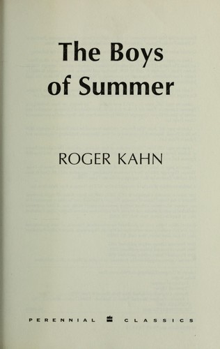 Boys of Summer by Roger Kahn book cover