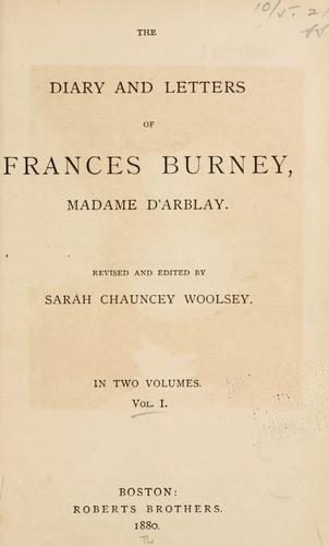 The Diary and Letters of Frances Burney by Frances Burney book cover