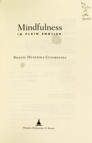 Mindfulness in Plain English by Bhante Henepola Gunaratana book cover