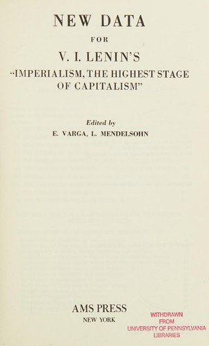 Imperialism, the Highest Stage of Capitalism by Vladimir Lenin book cover