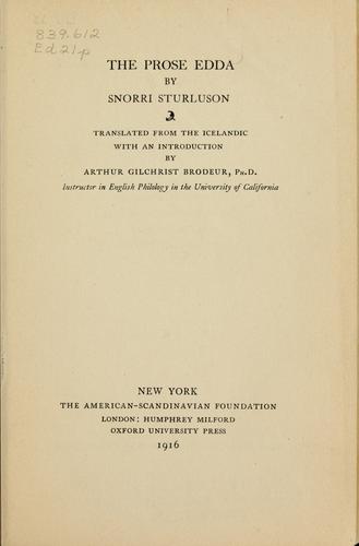The Prose Edda by Snorri Sturluson book cover
