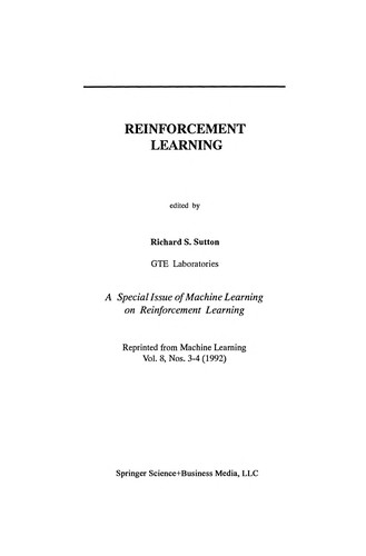 Reinforcement Learning: An Introduction by Richard S. Sutton, Andrew G. Barto book cover