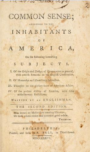 Common Sense by Thomas Paine book cover