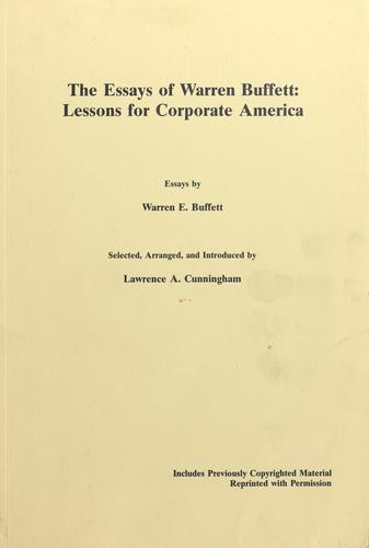 The Essays of Warren Buffett: Lessons for Corporate America by Warren Buffett and Lawrence Cunningham book cover