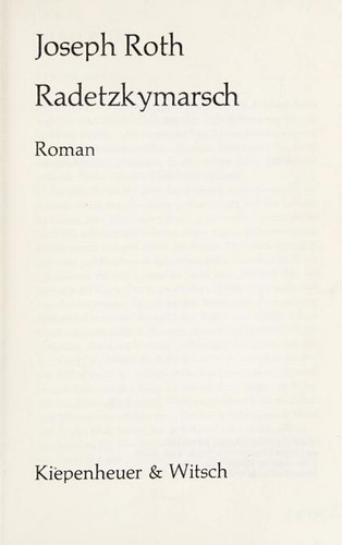 The Radetzky March by Joseph Roth book cover