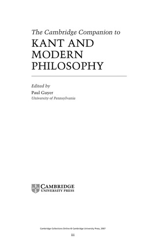 The Cambridge Companion to Kant and Modern Philosophy by Paul Guyer, editor book cover