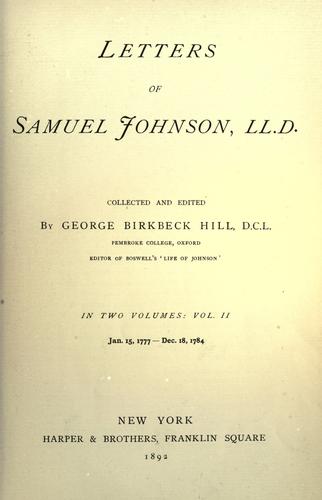 The Letters of Samuel Johnson by Samuel Johnson book cover