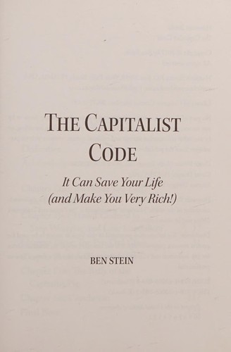 The Capitalist Code: It Can Save Your Life by Ben Stein book cover