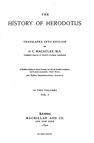The Histories by Herodotus book cover