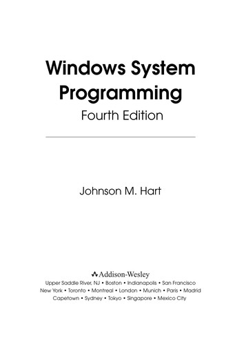 Windows System Programming by Johnson M. Hart book cover