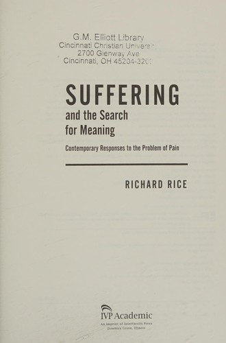 Suffering and the Search for Meaning by Richard Rice book cover