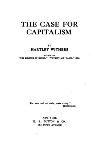 The Case for Capitalism by Hartley Withers book cover