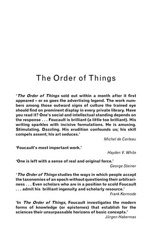 The Order of Things by Michel Foucault book cover