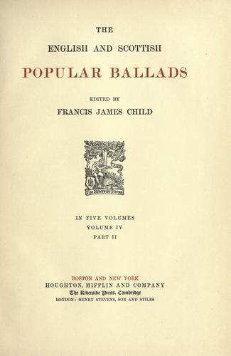 The English and Scottish Popular Ballads by Francis James Child book cover