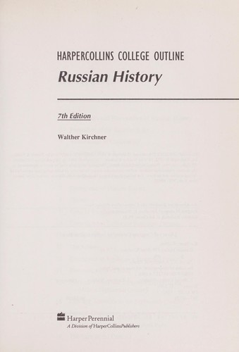 Russian History: A Very Short Introduction by Walther Kirchner book cover