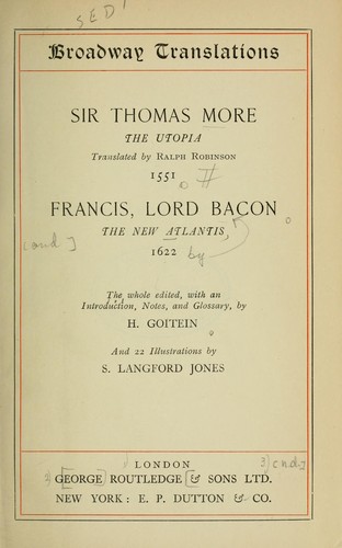 Utopia by Thomas More book cover