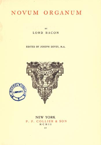 Novum Organum by Francis Bacon book cover