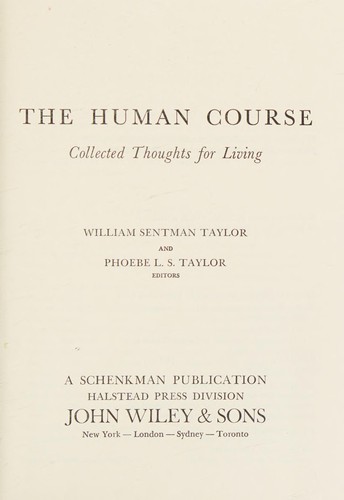 The Human Course: A History of the Human Community by William Sentman Taylor book cover