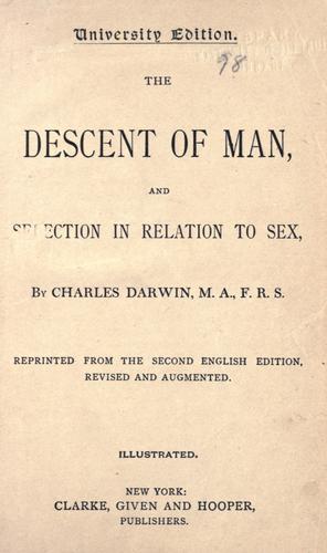 The Descent of Man by Charles Darwin book cover