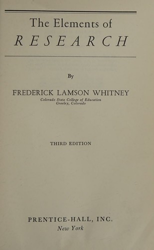 The Elements of Research by Frederick Lamson Whitney book cover