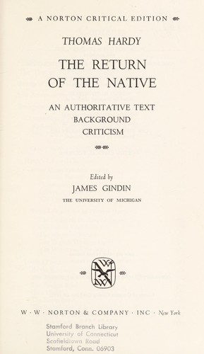 The Return of the Native by Thomas Hardy book cover