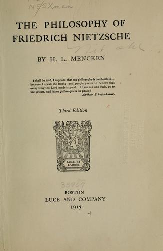 The Philosophy of Friedrich Nietzsche by H. L. Mencken book cover