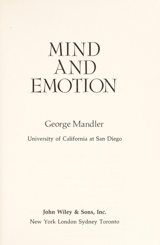 Mind and Emotion: A Handbook by George Mandler book cover