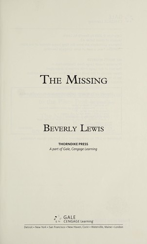 The Missing by Beverly Lewis book cover