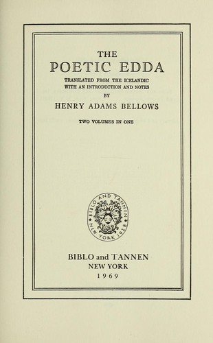 The Poetic Edda by Henry Adams Bellows book cover