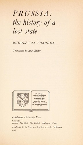 Prussia: The History of an Empire by Rudolf von Thadden book cover