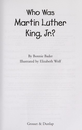 Who Was Martin Luther King, Jr.? by Bonnie Bader book cover